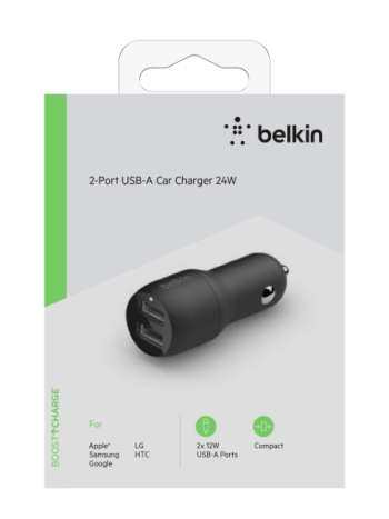 Belkin - Dubbel USB-A billaddare, 2 x 12W