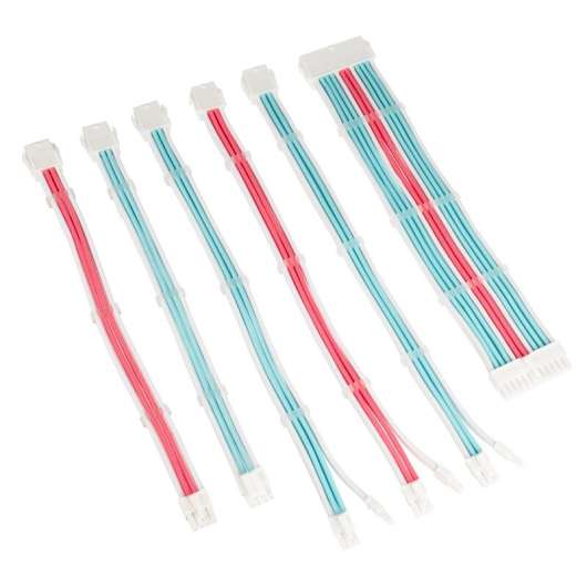 Kolink core adept braided cable extension kit – brilliant white/neon blue/pure pink