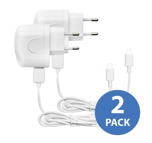 Linocell 2-pack iPad- och iPhone-laddare med Lightning-kabel 2