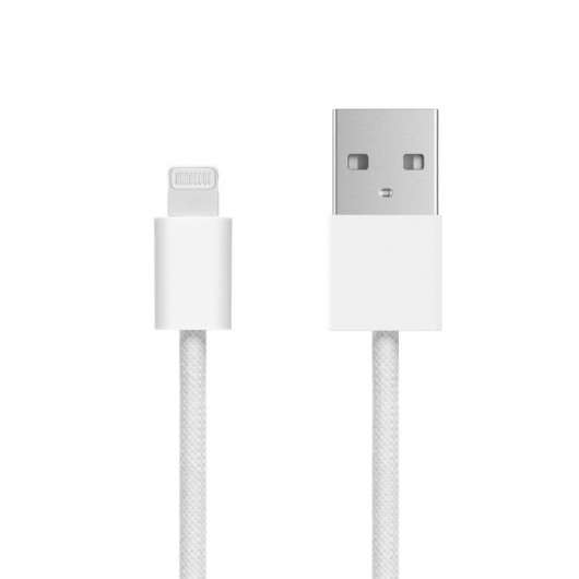 Linocell Flätad USB-A- till Lightning-kabel Vit 2 m