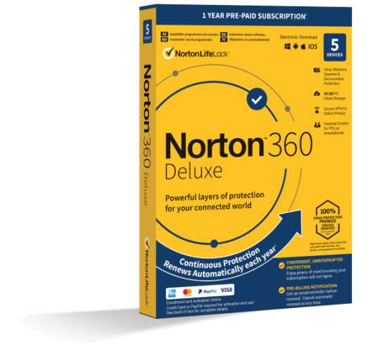 Norton 360 Deluxe - 50GB Lagring / VPN / 1 år / 5 användare