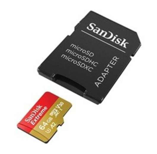 SanDisk Extreme microSDXC - 64GB för Action Cams och Drönare + SD Adapter + 1 år RescuePRO Deluxe /