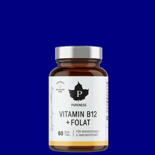 Vitamin B12 + Folat Hallon 60 sugtabletter